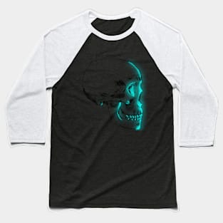 Teal Glowing Skull Baseball T-Shirt